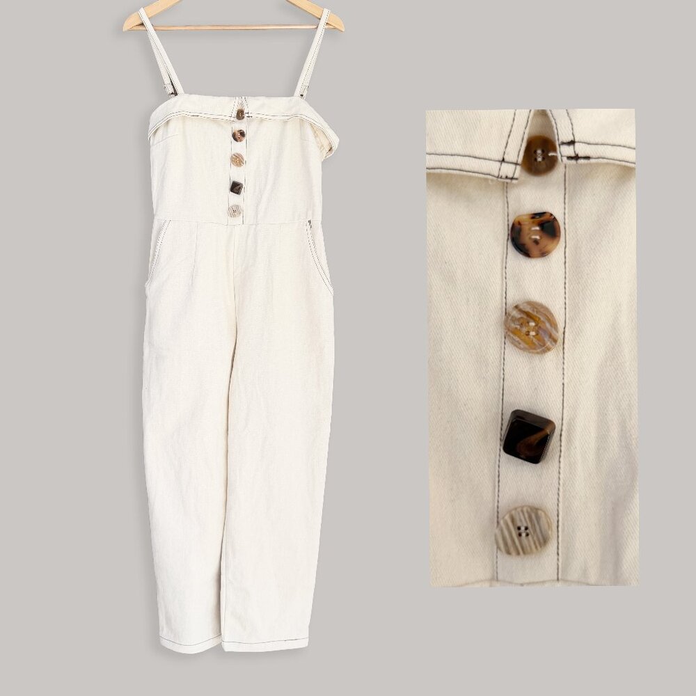 Moon River Button Front Wide Leg Denim Jumpsuit NWOT M - Picture 1 of 12